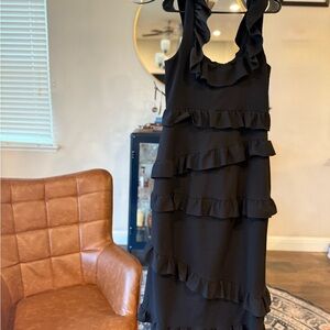 Show Me Your MuMu Black Ruffle Midi Dress